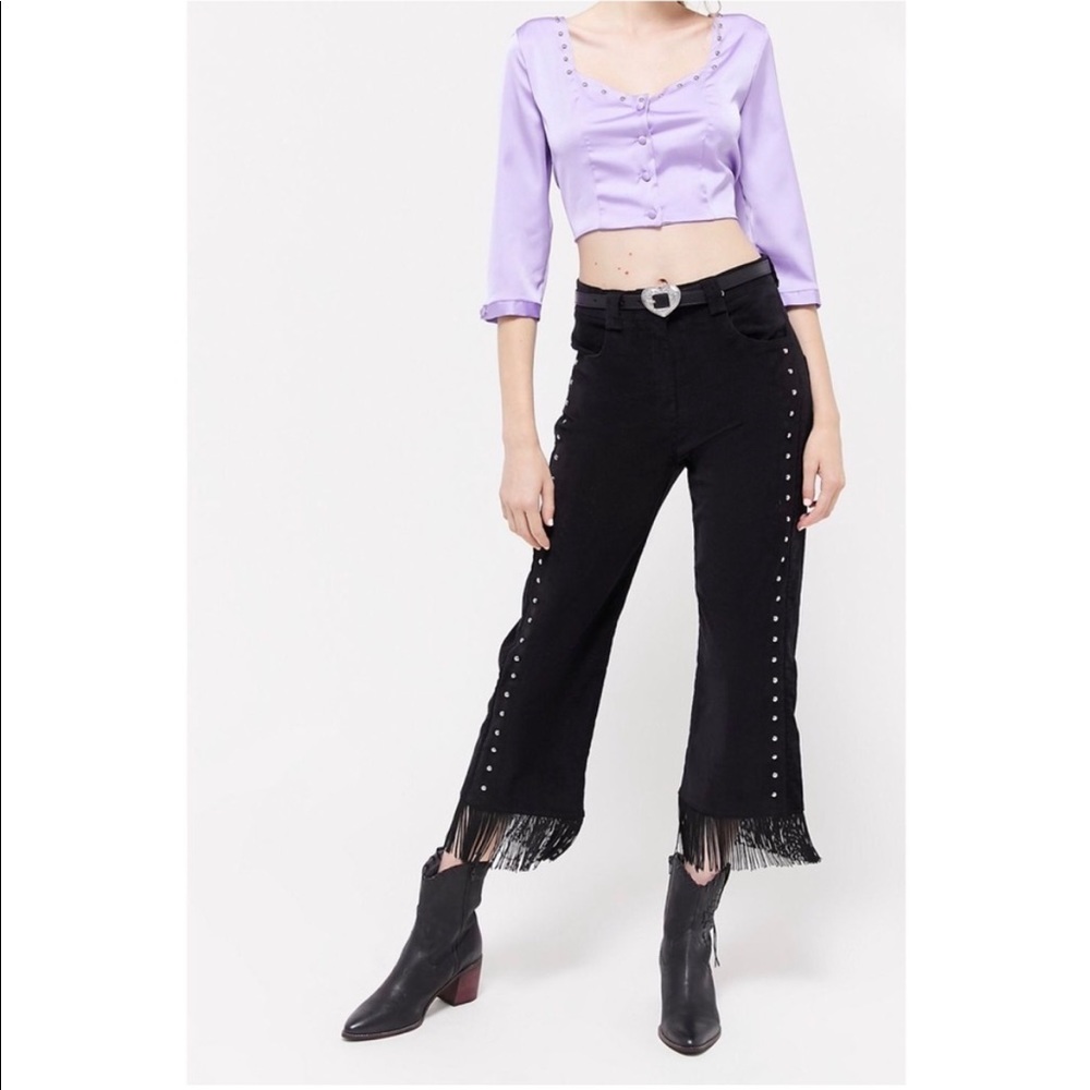 crop fringe studded pants urban outfitters